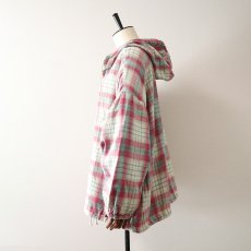 画像2: 80's ULTRA PINK COTTON CHECK FLANNEL PULLOVER HOODED WIDE SILHOUETTE TOP (2)