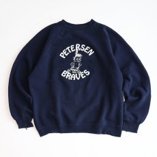 画像1: 80's Velva Sheen PRINT CREW NECK SWEAT "PETERSEN BRAVES" (1)