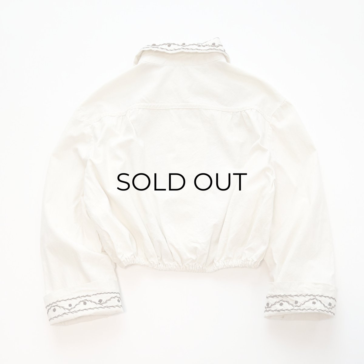 画像3: OLD UNKNOWN BRAND COTTON EMBROIDERED CROPPED BLOUSE (3)