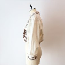 画像15: OLD UNKNOWN BRAND COTTON EMBROIDERED CROPPED BLOUSE (15)
