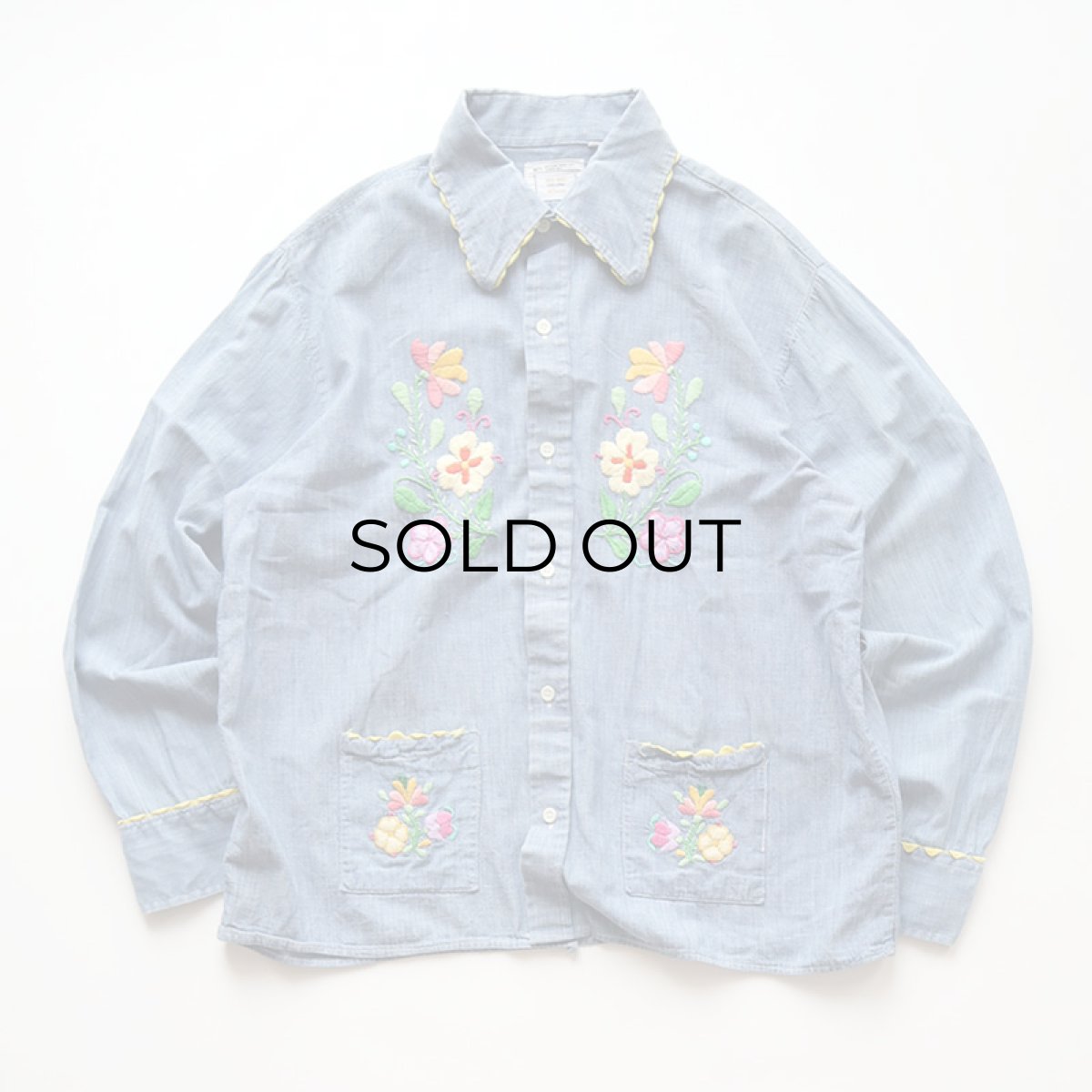 画像2: 70's BIG MAC COTTON CHAMBRAY EMBROIDERED SHIRT (2)