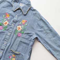 画像4: 70's BIG MAC COTTON CHAMBRAY EMBROIDERED SHIRT (4)