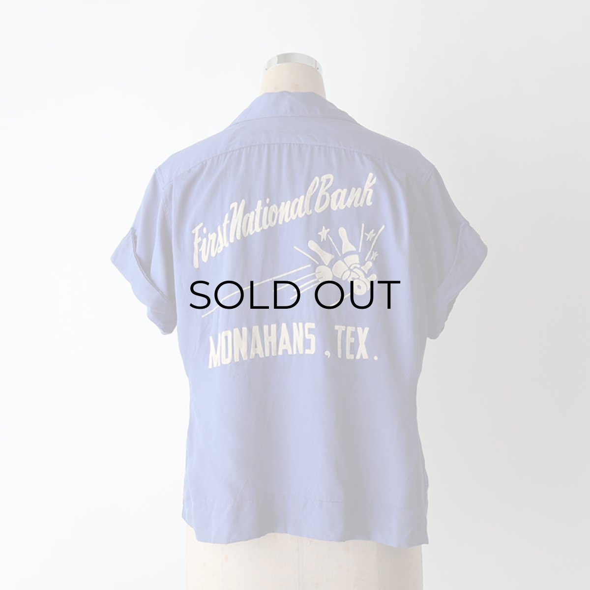 画像13: 50's NAT NAST RAYON BACK FLOCK PRINT S/S OPEN COLLAR WOMEN'S BOWLING SHIRT "First National Bank" (13)