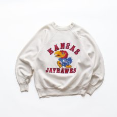 画像1: 〜80's UNKNOWN BRAND PRINT CREW NECK SWEAT "KANSAS JAYHAWKS" (1)