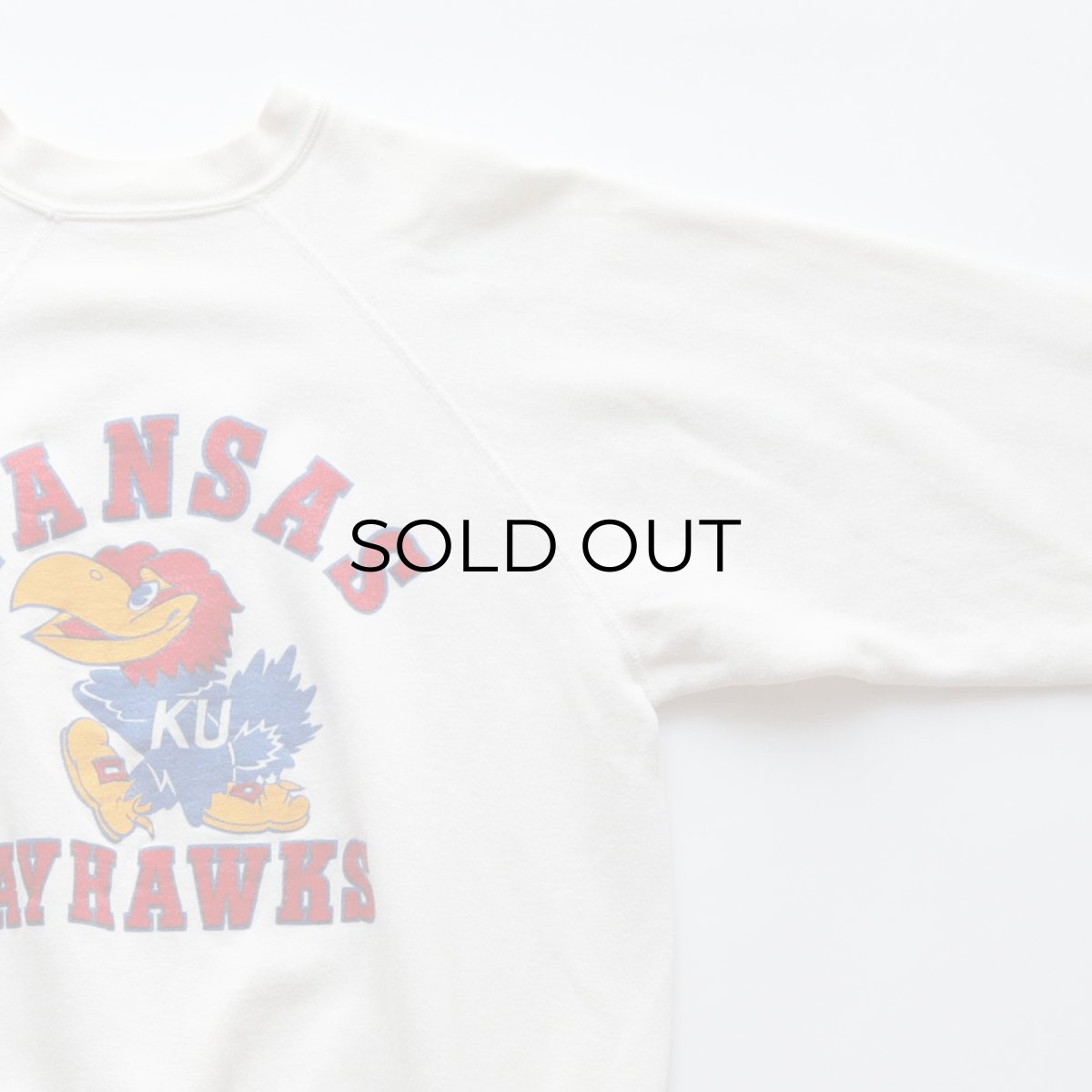 画像3: 〜80's UNKNOWN BRAND PRINT CREW NECK SWEAT "KANSAS JAYHAWKS" (3)