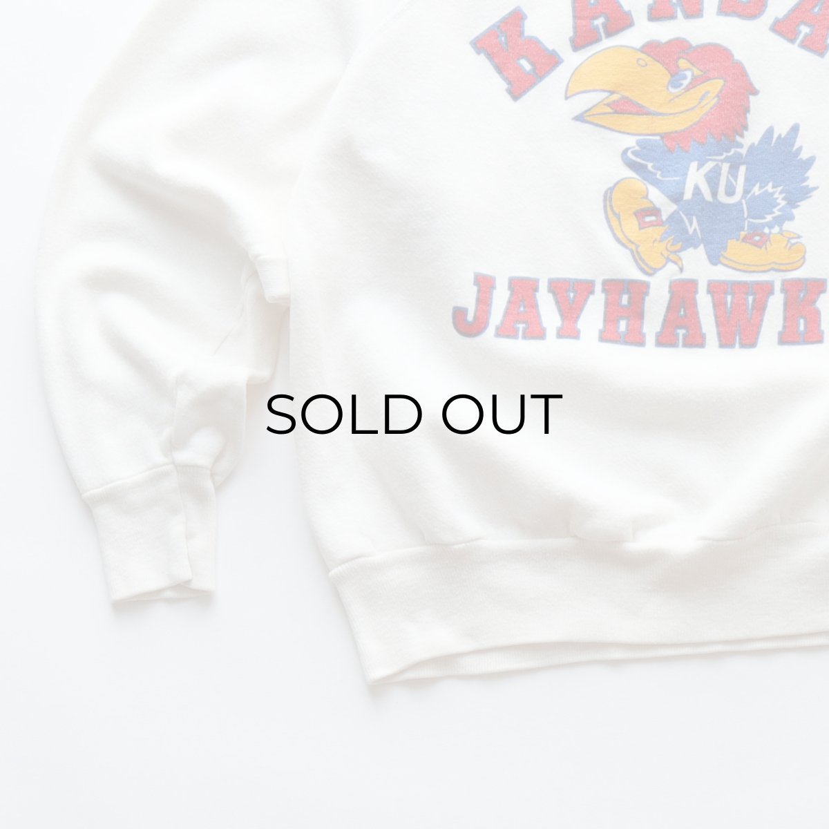 画像4: 〜80's UNKNOWN BRAND PRINT CREW NECK SWEAT "KANSAS JAYHAWKS" (4)