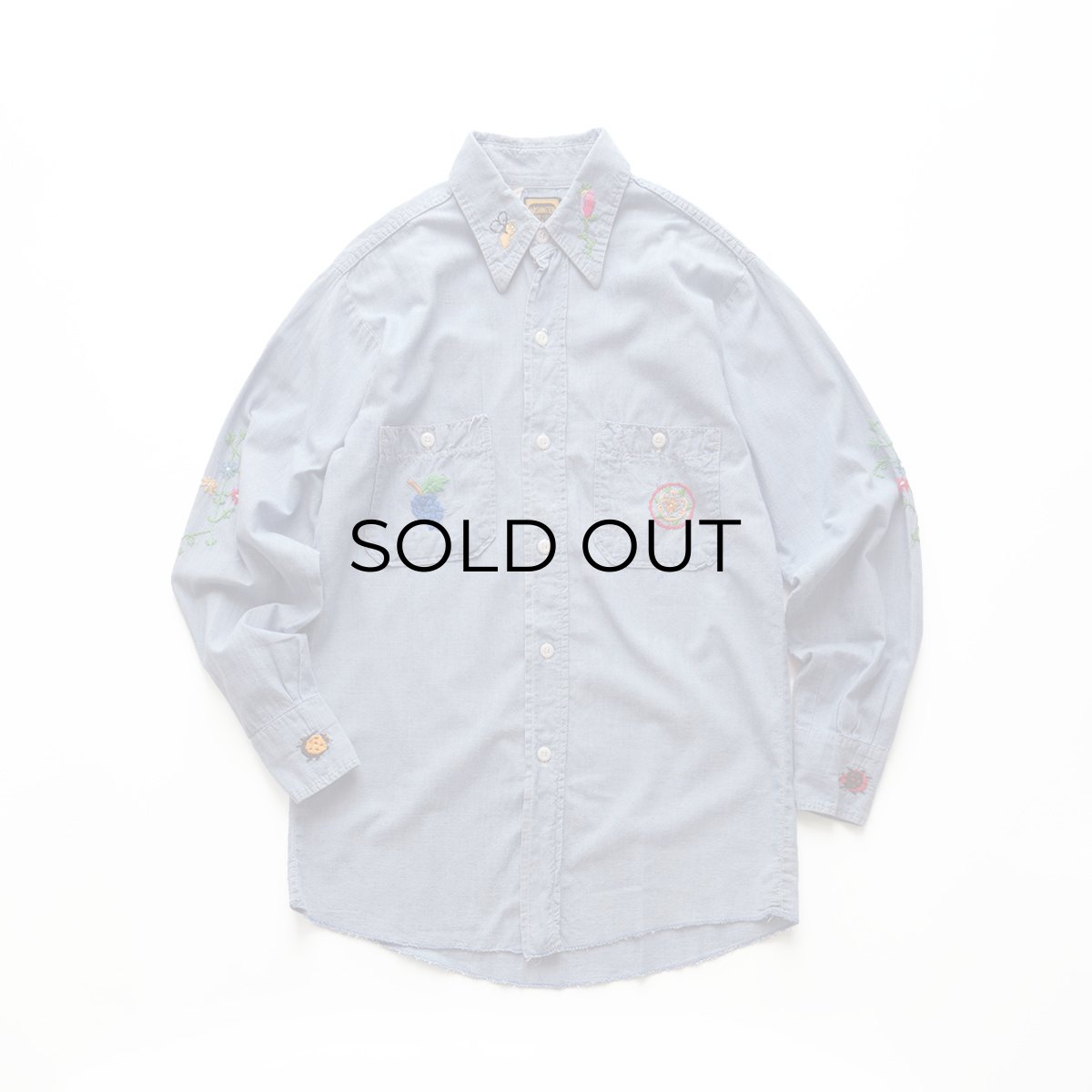 画像1: 〜70's WASHINGTON DEE CEE COTTON CHAMBRAY HAND EMBROIDERED CUSTOM SHIRT (1)