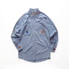 画像1: 〜70's WASHINGTON DEE CEE COTTON CHAMBRAY HAND EMBROIDERED CUSTOM SHIRT (1)