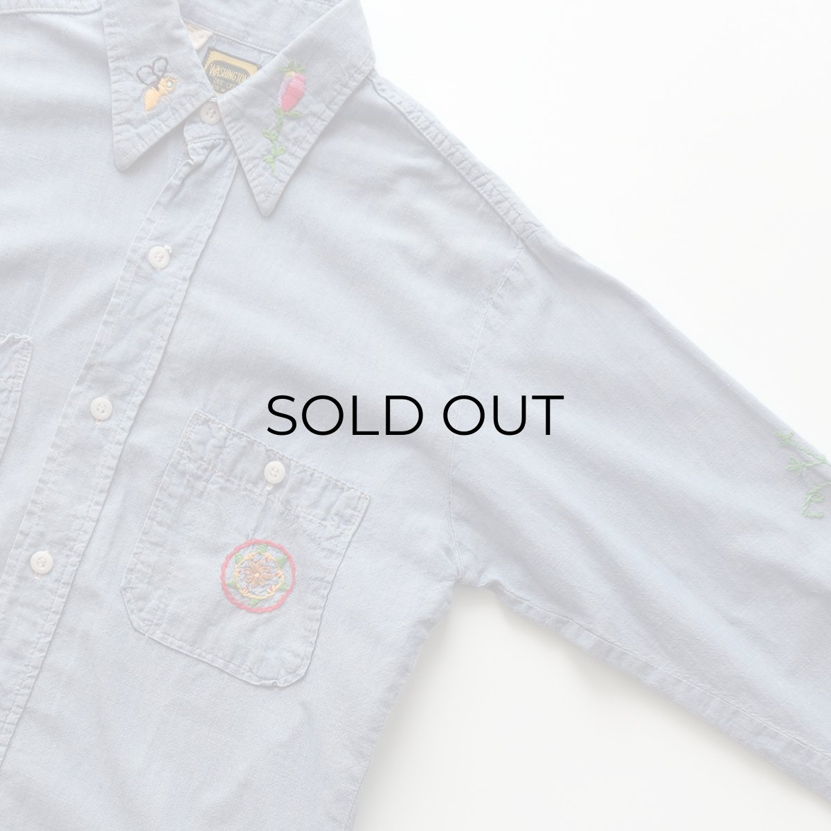 画像3: 〜70's WASHINGTON DEE CEE COTTON CHAMBRAY HAND EMBROIDERED CUSTOM SHIRT (3)