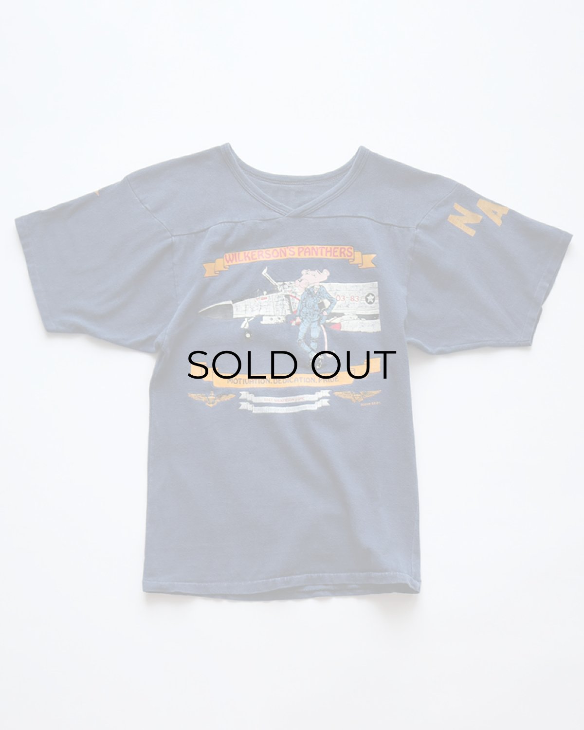 画像1: 80's UNKNOWN BRAND COTTON W-PRINT S/S V NECK FOOTBALL TEE "WILKERSON'S PANTHERS" (1)