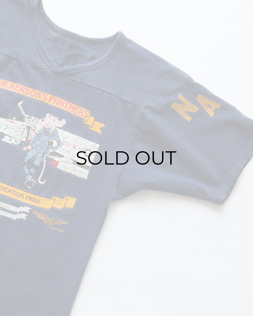 画像5: 80's UNKNOWN BRAND COTTON W-PRINT S/S V NECK FOOTBALL TEE "WILKERSON'S PANTHERS" (5)