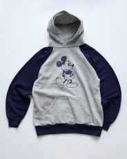 画像1: 80's Disney CASUALS "MICKEY" PRINT 2-TONE SWEAT PULLOVER PARKA (1)