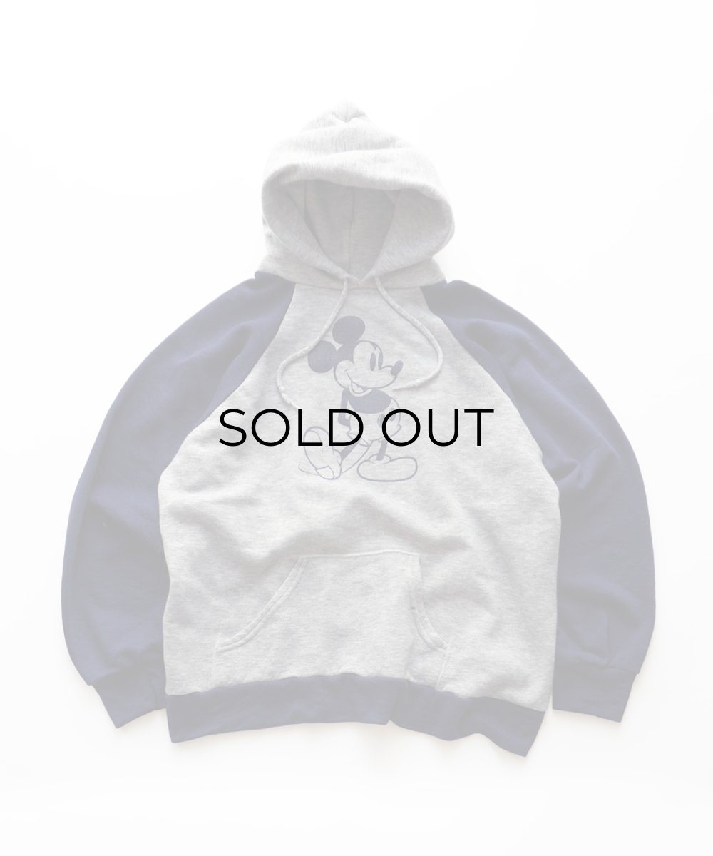 画像1: 80's Disney CASUALS "MICKEY" PRINT 2-TONE SWEAT PULLOVER PARKA (1)