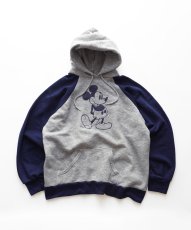 画像1: 80's Disney CASUALS "MICKEY" PRINT 2-TONE SWEAT PULLOVER PARKA (1)