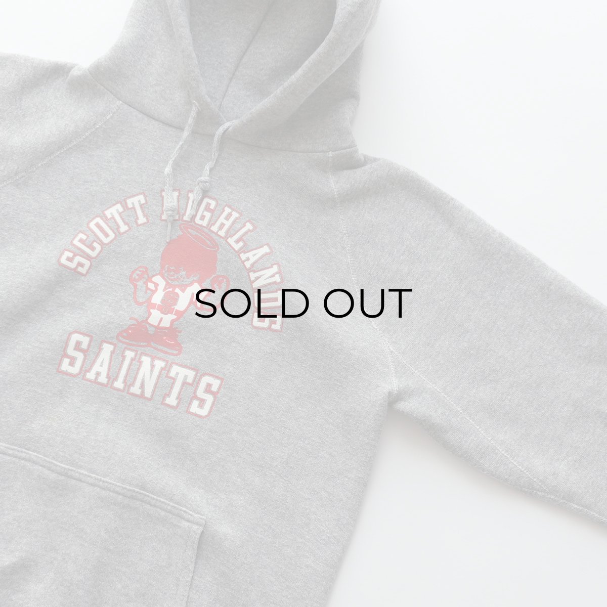 画像3: 〜80's DISCUS W-PRINT HEAVYWEIGHT SWEAT PULLOVER PARKA "SCOTT HIGHLANDS SAINTS" "MADE IN USA" "MINT CONDITION" (3)