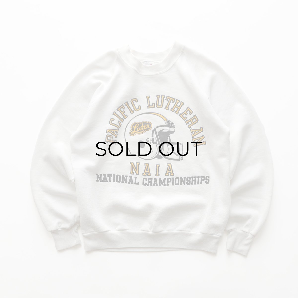 画像1: 〜90's JERZEES PRINT CREW NECK SWEAT "PACIFIC LUTHERAN NAIA" "MADE IN USA" (1)