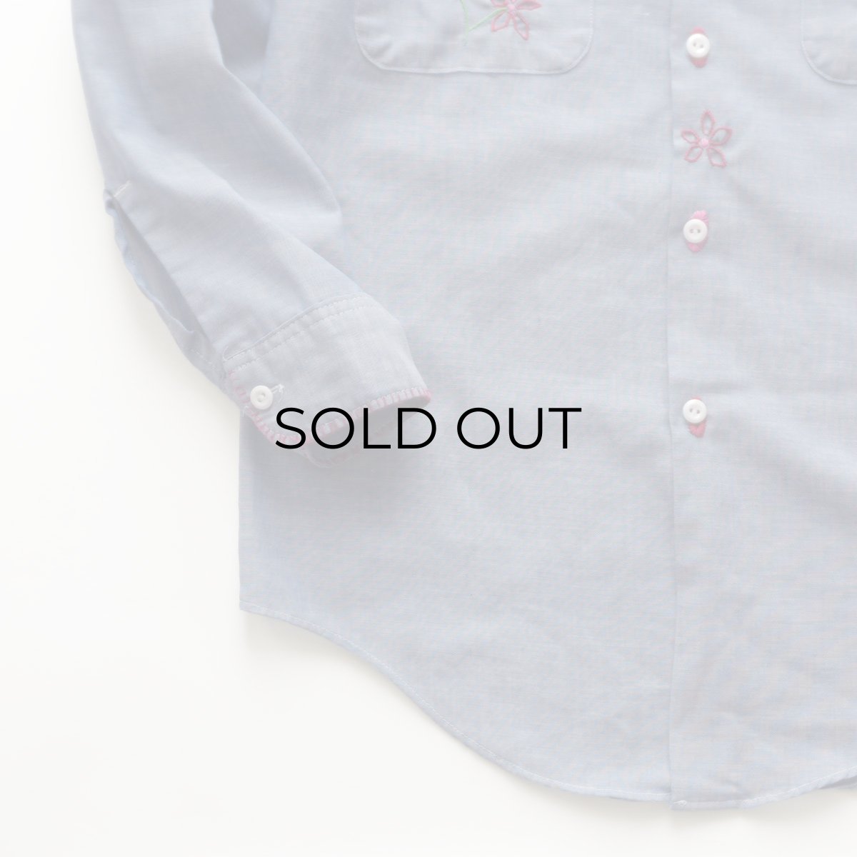 画像4: 70's BIG MAC COTTON POLYESTER CHAMBRAY HAND EMBROIDERED CUSTOM SHIRT (4)