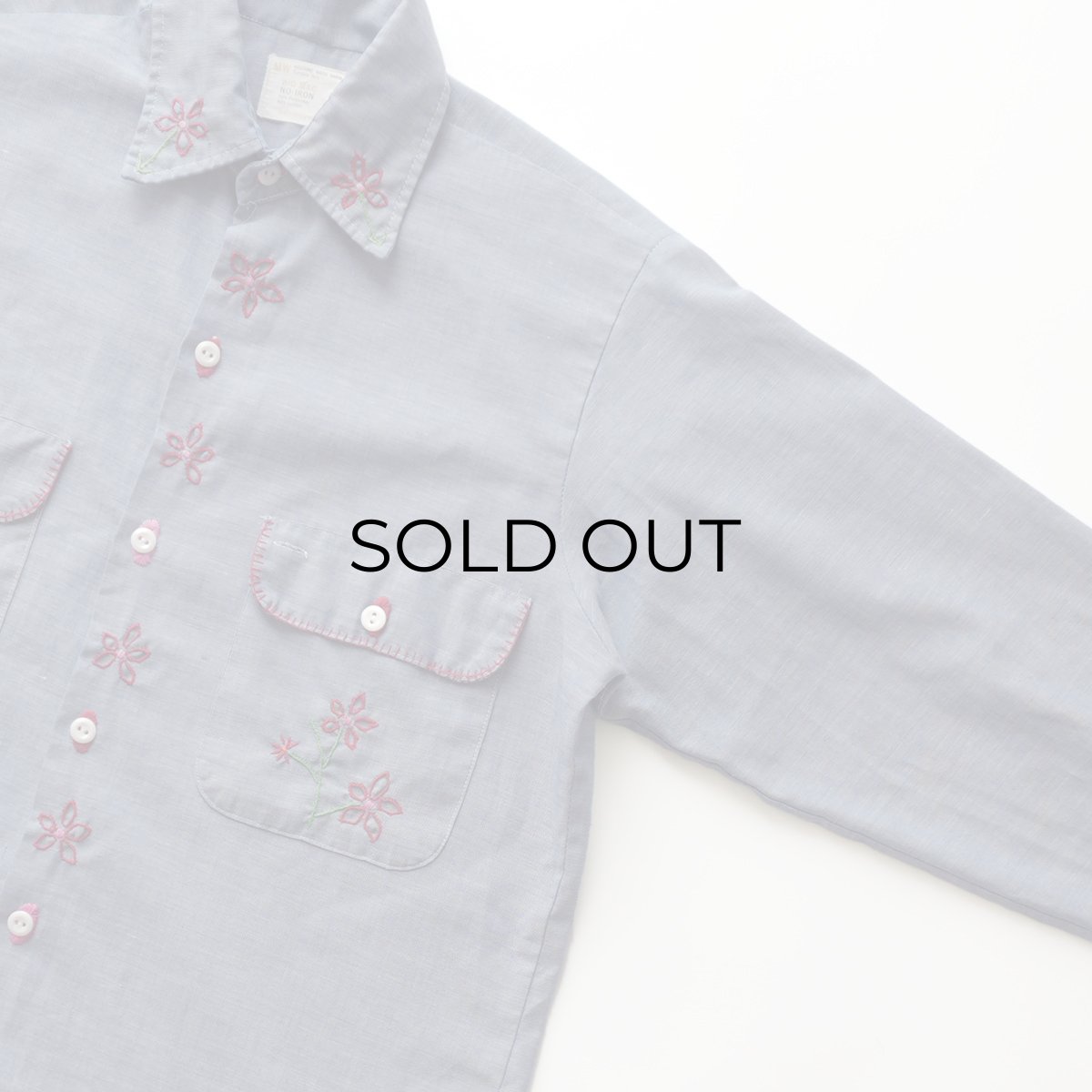 画像3: 70's BIG MAC COTTON POLYESTER CHAMBRAY HAND EMBROIDERED CUSTOM SHIRT (3)