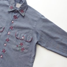 画像3: 70's BIG MAC COTTON POLYESTER CHAMBRAY HAND EMBROIDERED CUSTOM SHIRT (3)