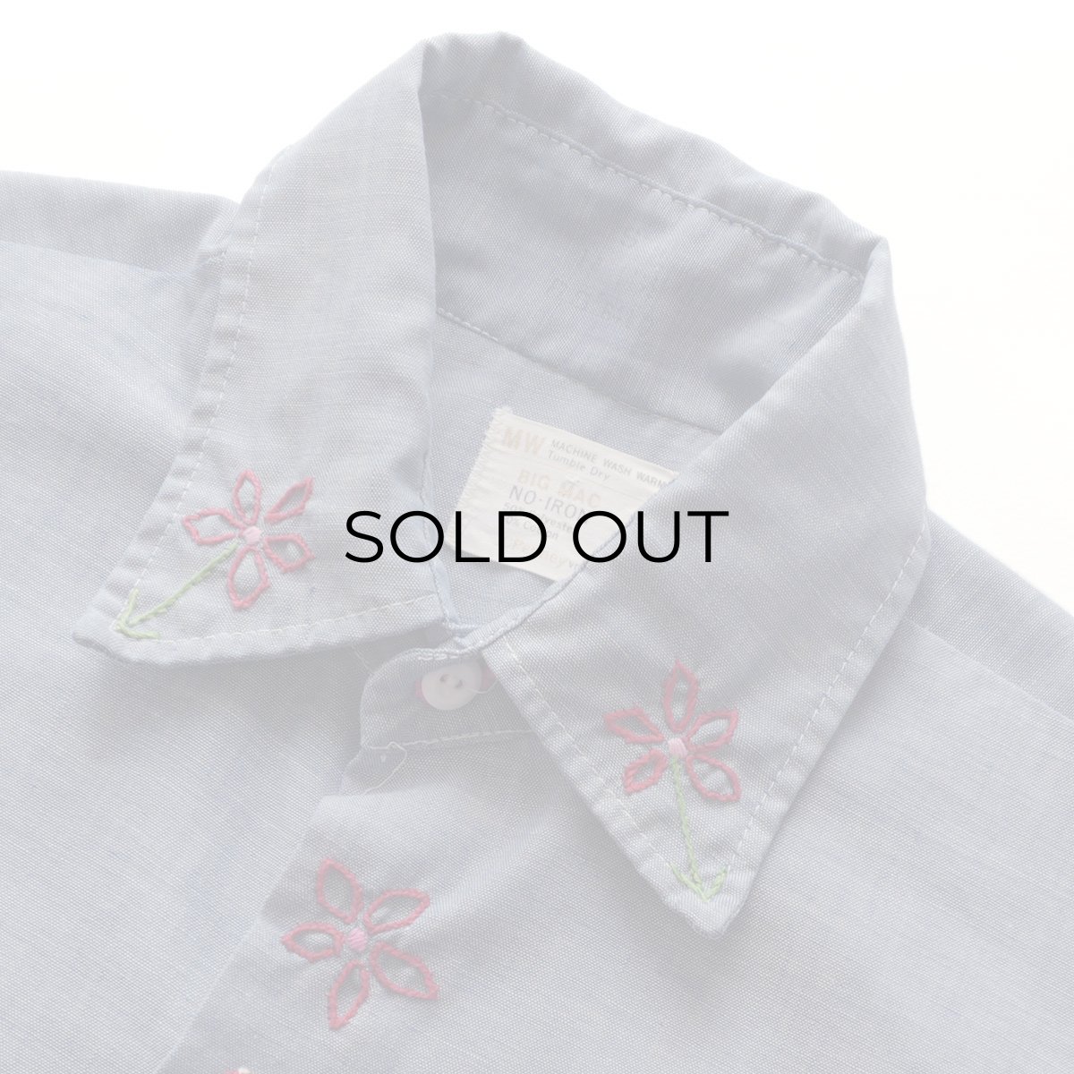 画像6: 70's BIG MAC COTTON POLYESTER CHAMBRAY HAND EMBROIDERED CUSTOM SHIRT (6)