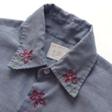 画像6: 70's BIG MAC COTTON POLYESTER CHAMBRAY HAND EMBROIDERED CUSTOM SHIRT (6)
