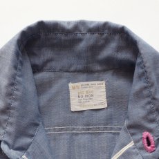 画像7: 70's BIG MAC COTTON POLYESTER CHAMBRAY HAND EMBROIDERED CUSTOM SHIRT (7)
