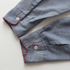 画像9: 70's BIG MAC COTTON POLYESTER CHAMBRAY HAND EMBROIDERED CUSTOM SHIRT (9)
