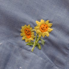 画像8: 70's BIG MAC COTTON POLYESTER CHAMBRAY HAND EMBROIDERED CUSTOM SHIRT (8)