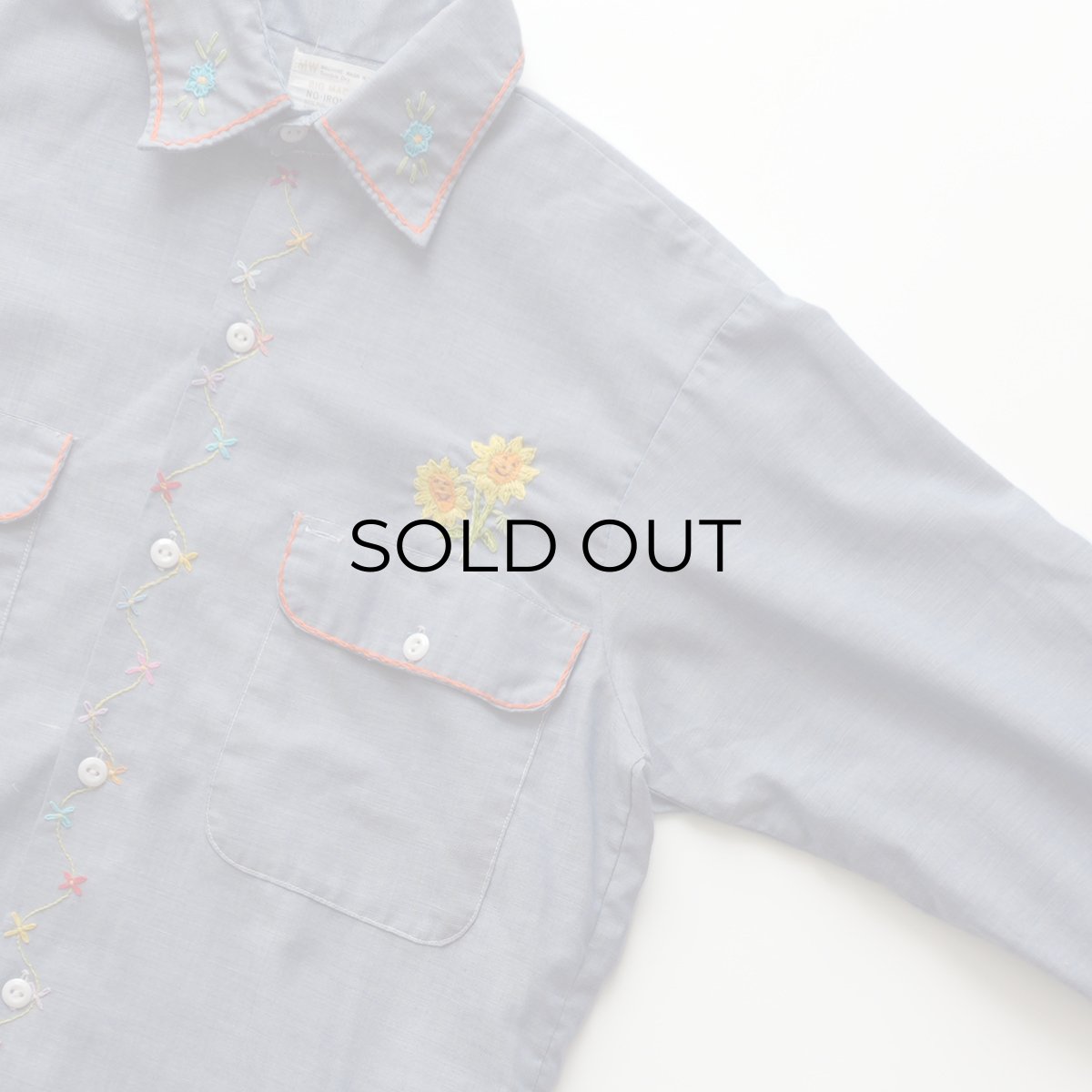 画像3: 70's BIG MAC COTTON POLYESTER CHAMBRAY HAND EMBROIDERED CUSTOM SHIRT (3)