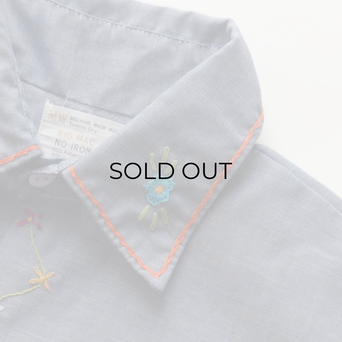 画像6: 70's BIG MAC COTTON POLYESTER CHAMBRAY HAND EMBROIDERED CUSTOM SHIRT (6)