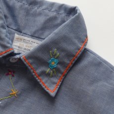 画像6: 70's BIG MAC COTTON POLYESTER CHAMBRAY HAND EMBROIDERED CUSTOM SHIRT (6)