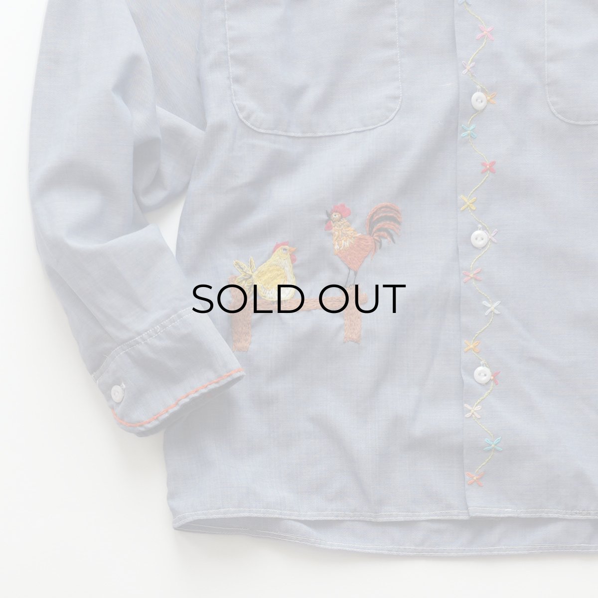 画像4: 70's BIG MAC COTTON POLYESTER CHAMBRAY HAND EMBROIDERED CUSTOM SHIRT (4)
