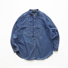 画像1: 90's LAUREN RALPH LAUREN COTTON DENIM PLEATED BOSOM SHIRT (1)
