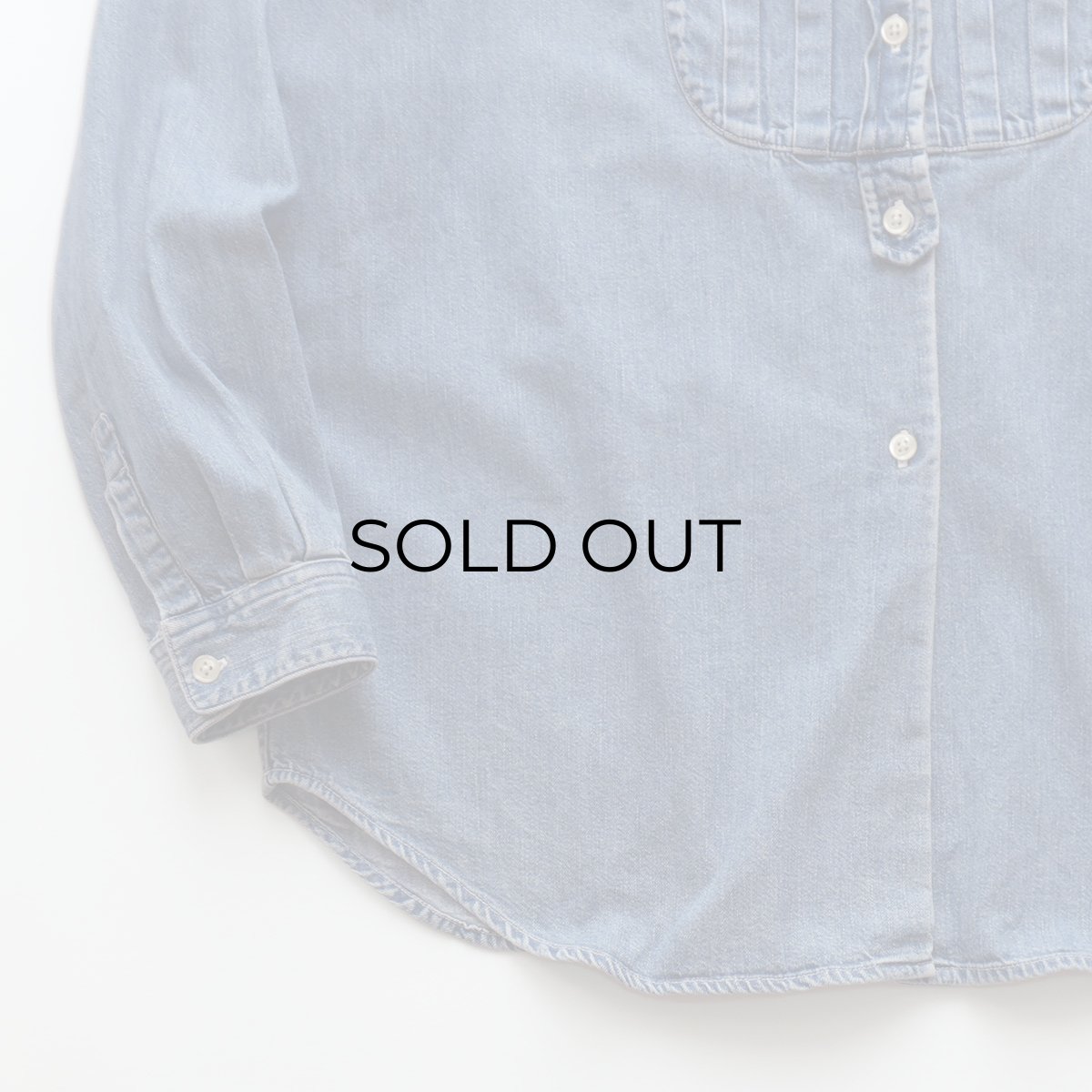 画像4: 90's LAUREN RALPH LAUREN COTTON DENIM PLEATED BOSOM SHIRT (4)