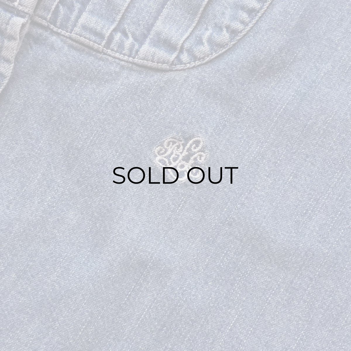 画像10: 90's LAUREN RALPH LAUREN COTTON DENIM PLEATED BOSOM SHIRT (10)