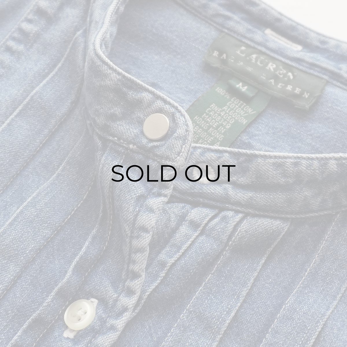 画像8: 90's LAUREN RALPH LAUREN COTTON DENIM PLEATED BOSOM SHIRT (8)