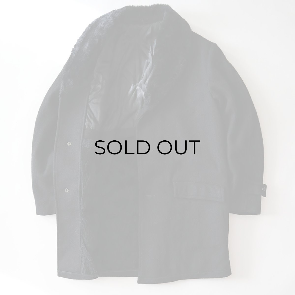 画像2: 60's UNKNOWN BRAND BLACK WOOL BOA SHAWL COLLAR COAT (2)