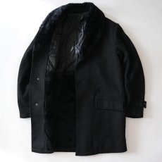 画像2: 60's UNKNOWN BRAND BLACK WOOL BOA SHAWL COLLAR COAT (2)