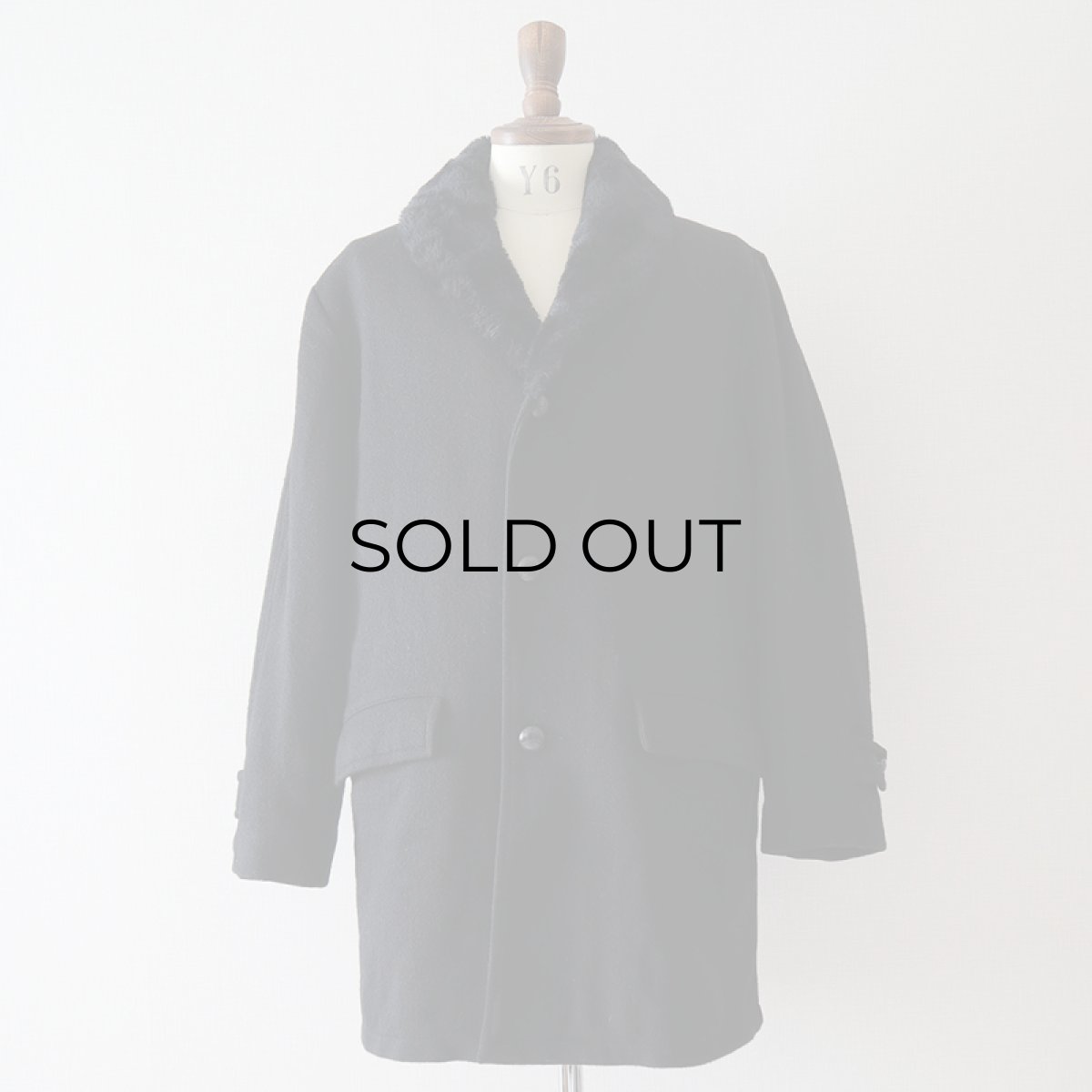 画像9: 60's UNKNOWN BRAND BLACK WOOL BOA SHAWL COLLAR COAT (9)