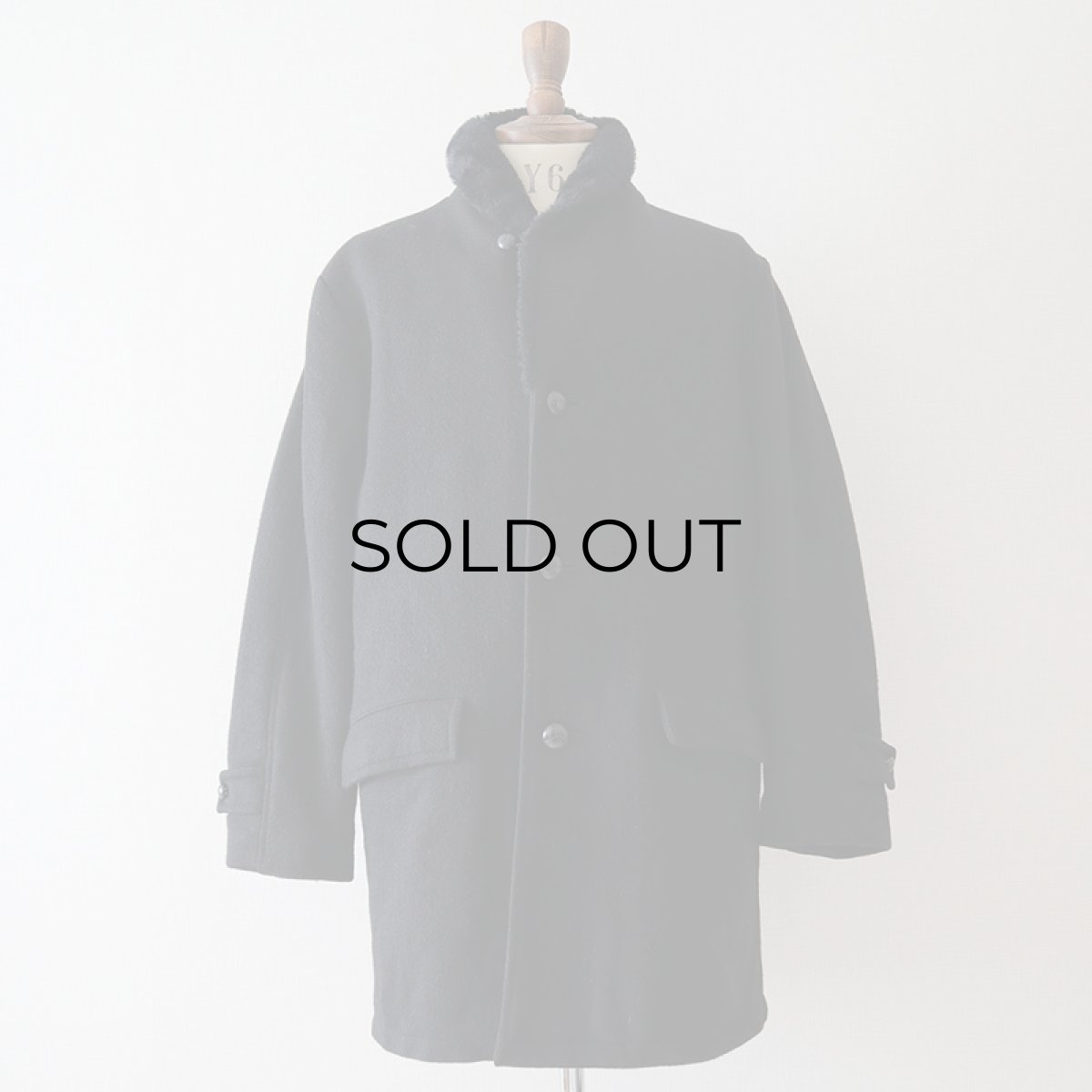 画像10: 60's UNKNOWN BRAND BLACK WOOL BOA SHAWL COLLAR COAT (10)