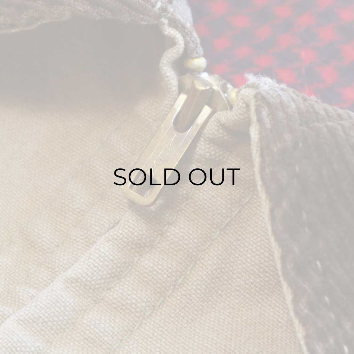 画像9: 50's HERCULES COTTON BROWN DOCK HOUNDSTOOTH CHECK FLANNEL LINING ZIP CHORE JACKET (9)