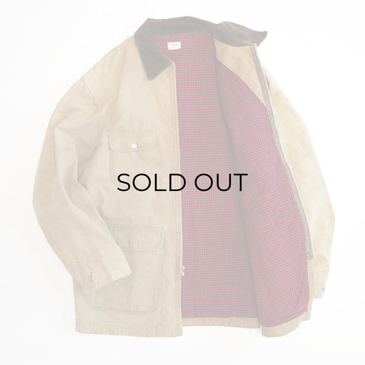 画像3: 50's HERCULES COTTON BROWN DOCK HOUNDSTOOTH CHECK FLANNEL LINING ZIP CHORE JACKET (3)