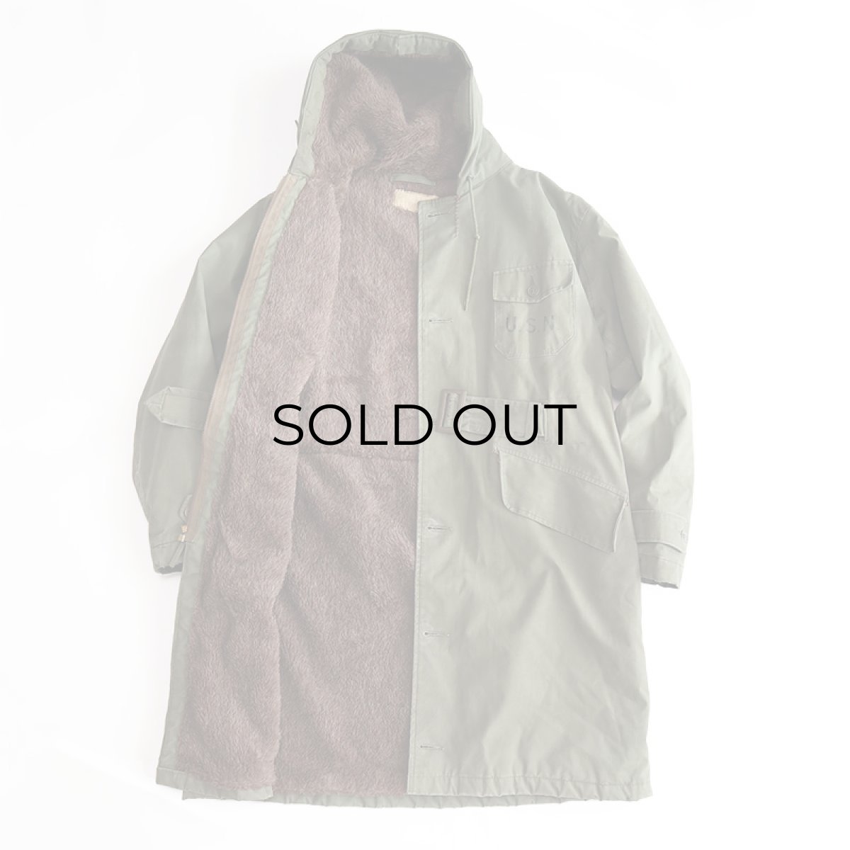 画像2: 40's US NAVY N-2 COTTON ALPACA LINING HOODED DECK COAT (2)