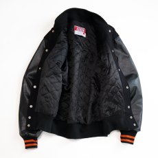 画像2: 〜90's awards USA WOOL MELTON QUILTED LINING FAKE LEATHER SLEEVE VARSITY JACKET "MADE IN USA" (2)