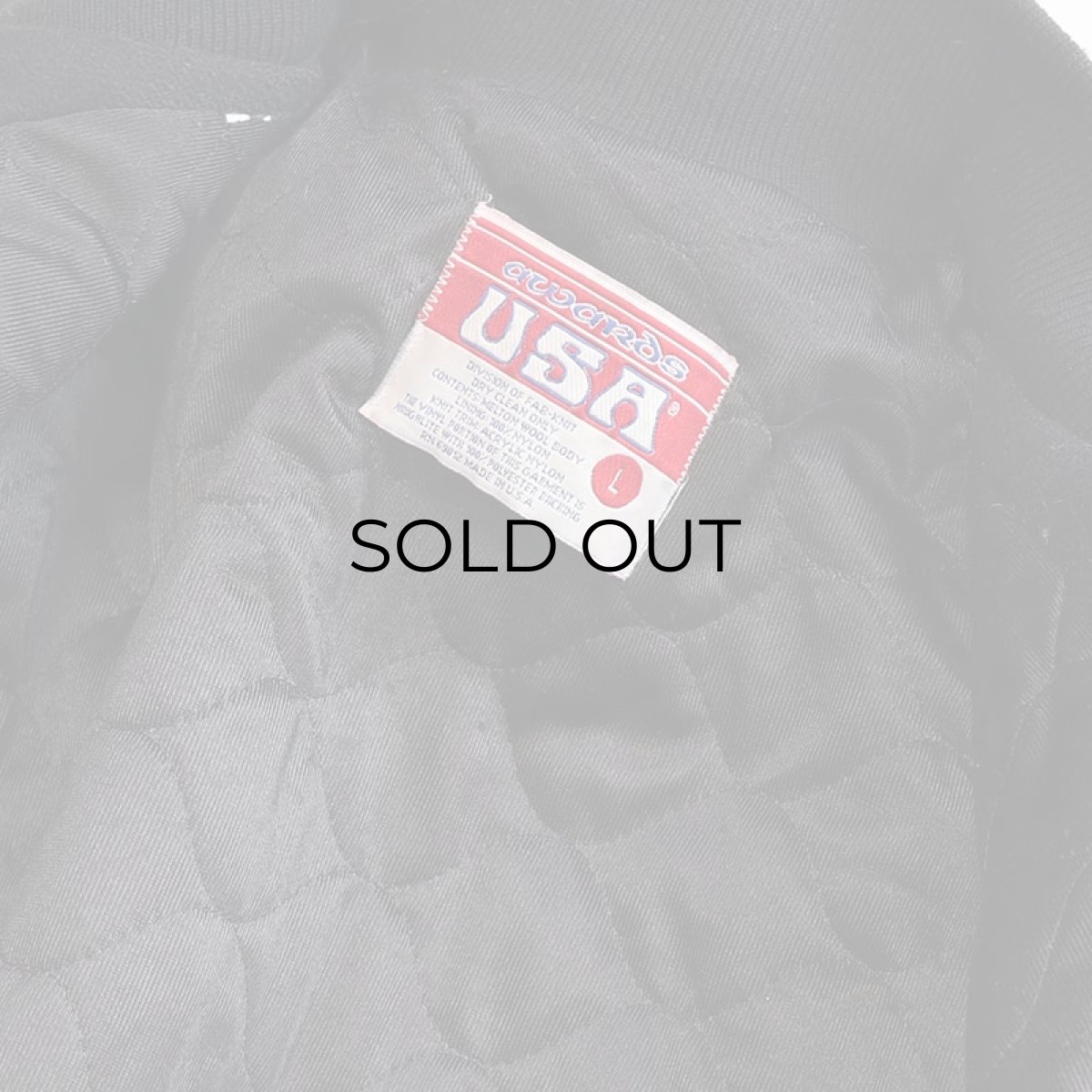 画像7: 〜90's awards USA WOOL MELTON QUILTED LINING FAKE LEATHER SLEEVE VARSITY JACKET "MADE IN USA" (7)
