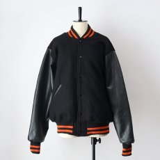 画像17: 〜90's awards USA WOOL MELTON QUILTED LINING FAKE LEATHER SLEEVE VARSITY JACKET "MADE IN USA" (17)