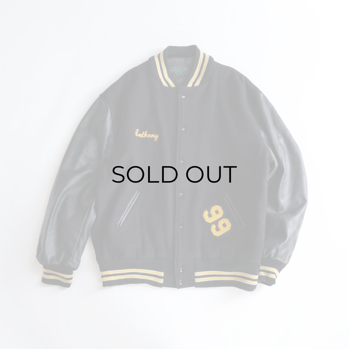 画像1: 〜90's ATHLETES CORNER WOOL MELTON BACK LETTERED LEATHER SLEEVE VARSITY JACKET "MADE IN USA" (1)