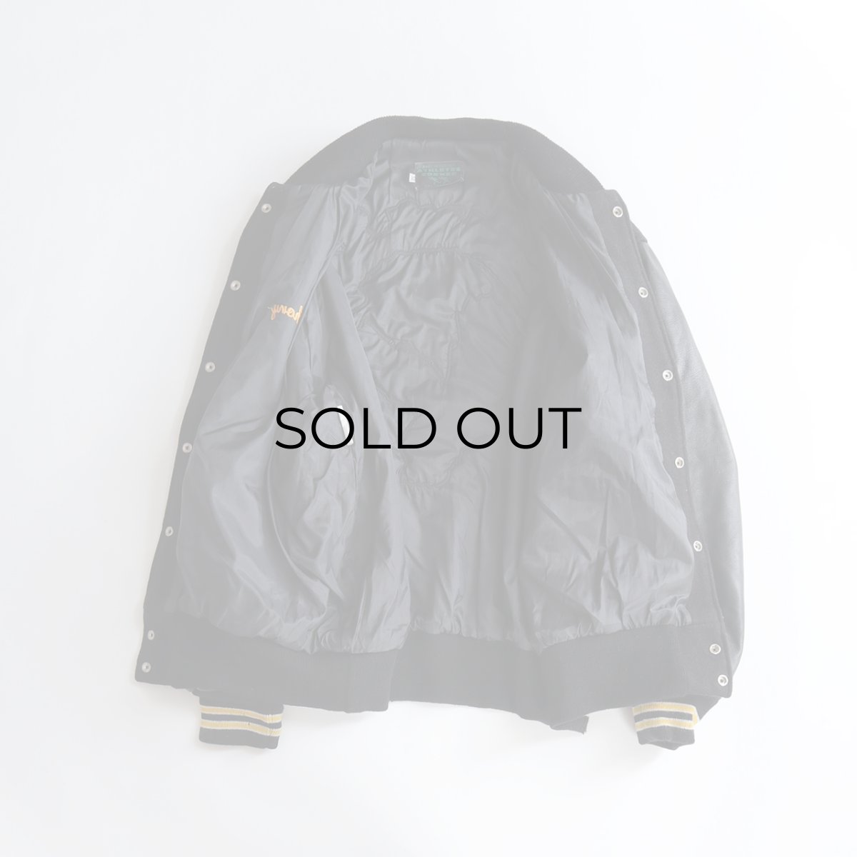 画像2: 〜90's ATHLETES CORNER WOOL MELTON BACK LETTERED LEATHER SLEEVE VARSITY JACKET "MADE IN USA" (2)