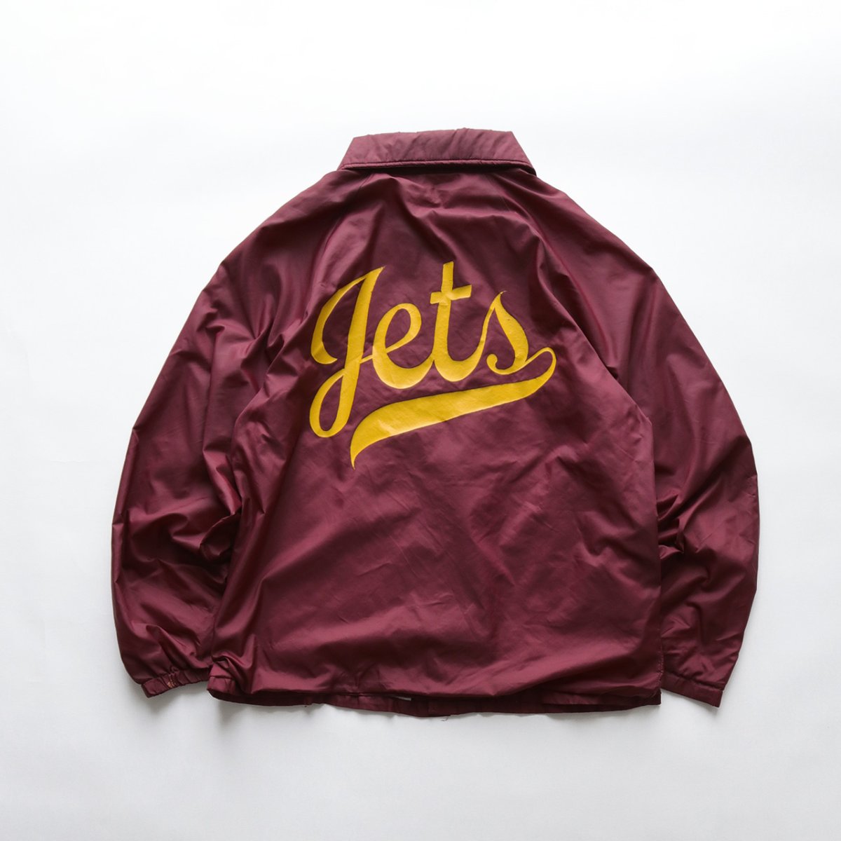 画像1: 80's HARTWELL NYLON W-PRINT FLANNEL LINING SNAP COACH JACKET "Jets" (1)