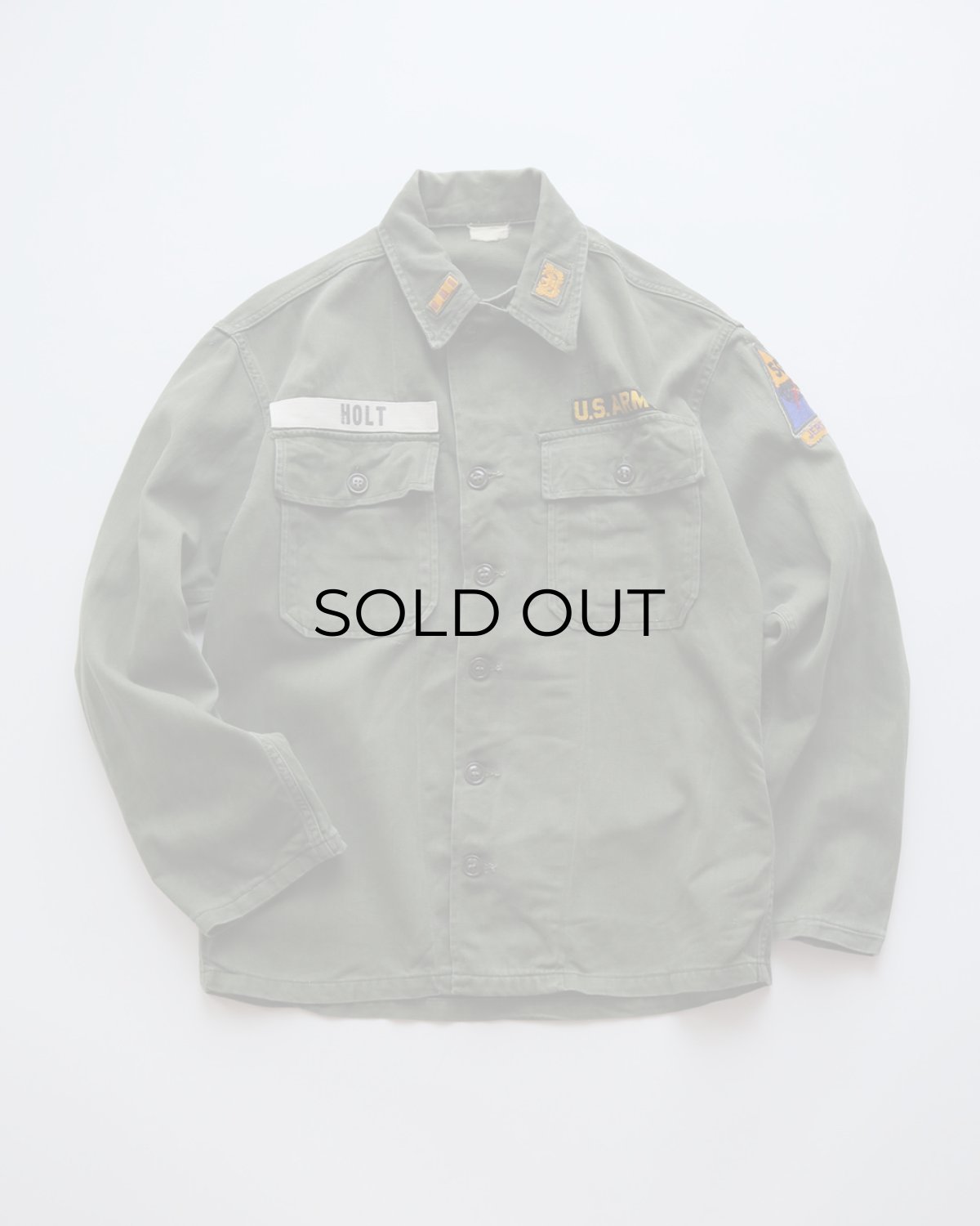 画像1: 60's US ARMY COTTON SATEEN UTILITY SHIRT JACKET with PATCH "1st MODEL" (1)